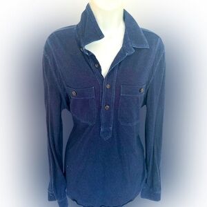 J Crew Utility Knit Shirt -XS navy button down , cotton